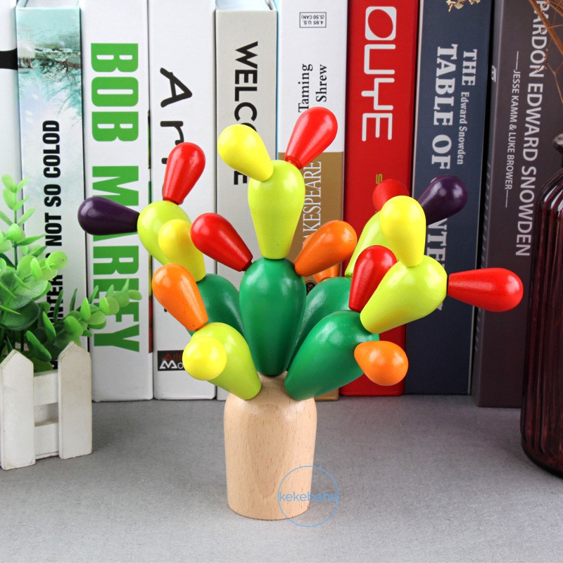 Ohye Wooden Early Education Toys Colorful Cactus Blocks Play Set 21042