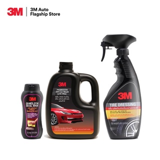 3M Set แชมพูล้างรถ ขนาด 1000 Ml. PN39000W + เคลือบยางรถยนต์ PN39042LT + ShieldN Seal Wax 236 มล.