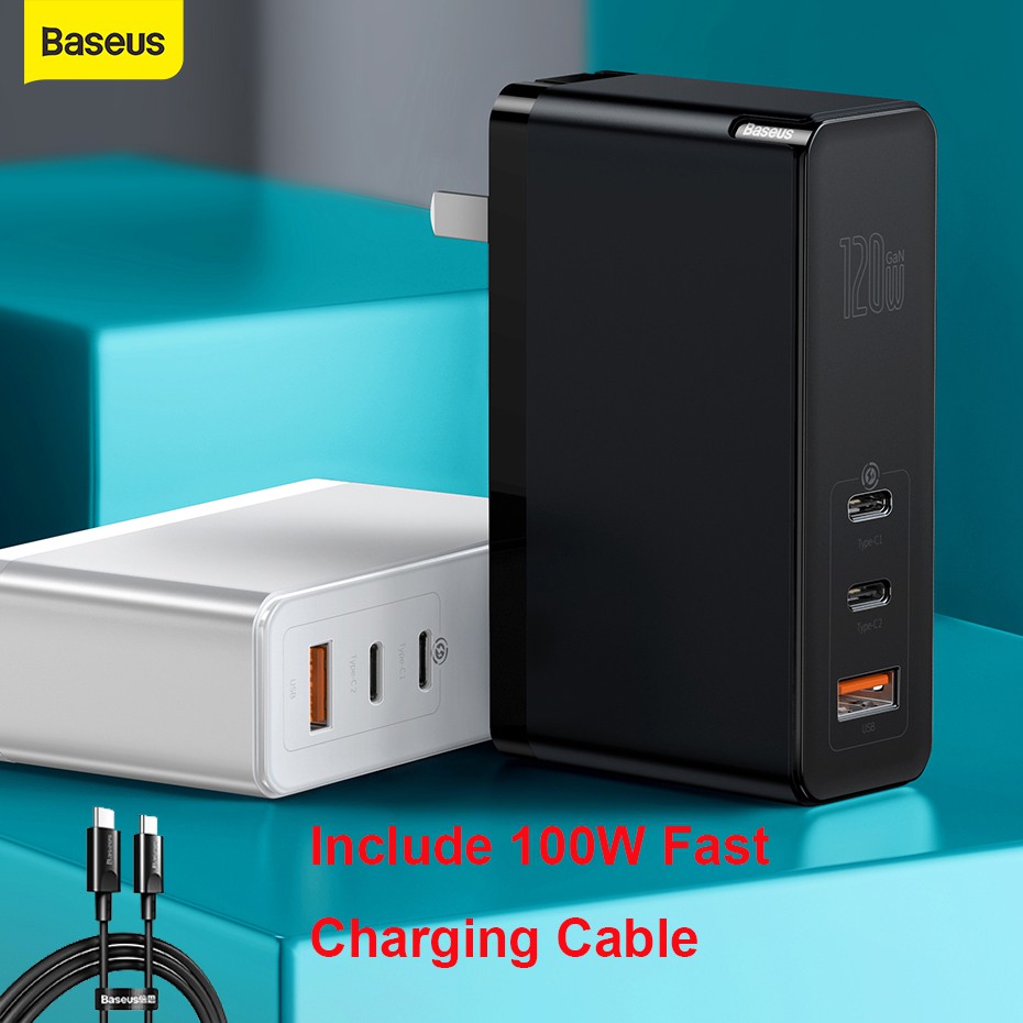 Baseus GaN Charger 120W สายชาร์จ PD Fast Charging USB C Charger QC4.0