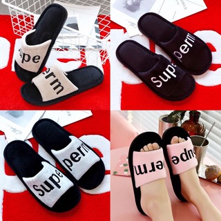 (SH-1-03) รองเท้าผ้าใส่เดินในบ้าน ชายและหญิง กันลื่น ลาย Sup…