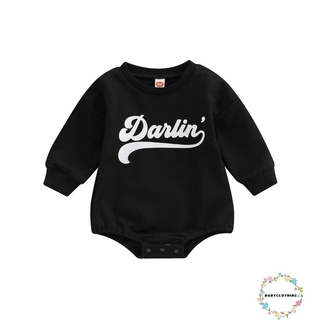 Babyclothes- ชุดจั๊มสูทรอมเปอร์ คอกลม แขนยาว พิมพ์ลายตัวอักษร สําหรับเด็กทารกแรกเกิดผู้หญิง