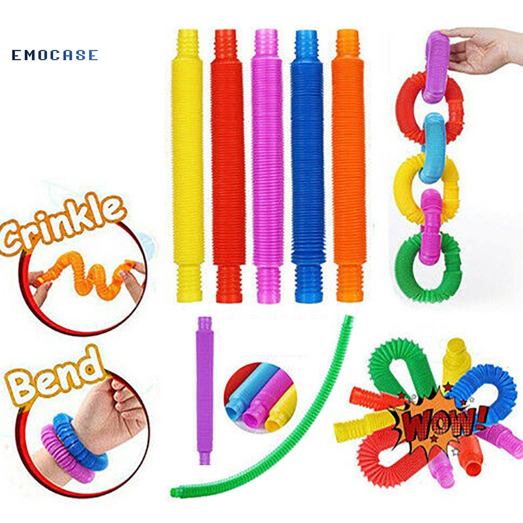 Emocase ความเครียดบรรเทา Telescopic Tube ของเล่น Sensory Pop Tube ของเล่นนุ่มสําหรับเด็ก