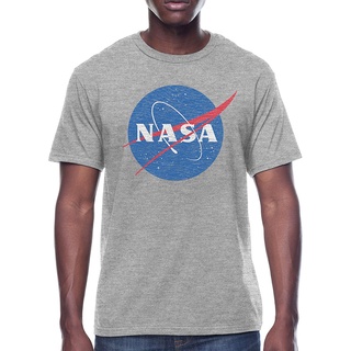 [S-5XL]เสื้อยืดแขนสั้น พิมพ์ลาย NASA สีเทา สไตล์วินเทจ แฟชั่นคลาสสิก สําหรับผู้ชาย