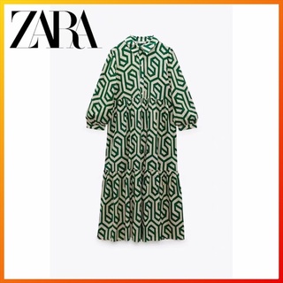 Zara ชุดเดรสสั้น พิมพ์ลาย สไตล์ฝรั่งเศส แฟชั่นฤดูร้อน สําหรับผู้หญิง