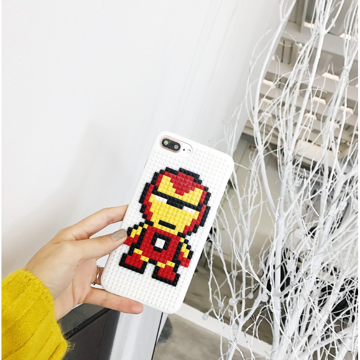 Iphone 7 Plus 8 Plus DIY lego Cases Superhero Models, ironman, spiderman, batman