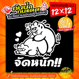 ซื้อ1แถม1!! สติ๊กเกอร์ติดรถ ลายหมู จัดหนัก งานไดคัท ไม่ใช่งานพิมพ์ สีไม่ลอกไม่ซีด กันแดด กันน้ำ100% ขนาด 12x12ซ.ม.