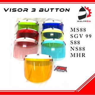 หมวกกันน็อค VISOR KING DRAG BG05 3 ปุ่ม MS88 SGV 99 S88 NS88 MHR HALF MAGNUM TOPI 1 โทน 353