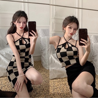 Gakkiชุดเดรสสายเดี่ยว Hot Sexy girl มินิเดรส สายเดี่ยว ผ้าคุณ​ภาพ​ดีมา 23013-1#
