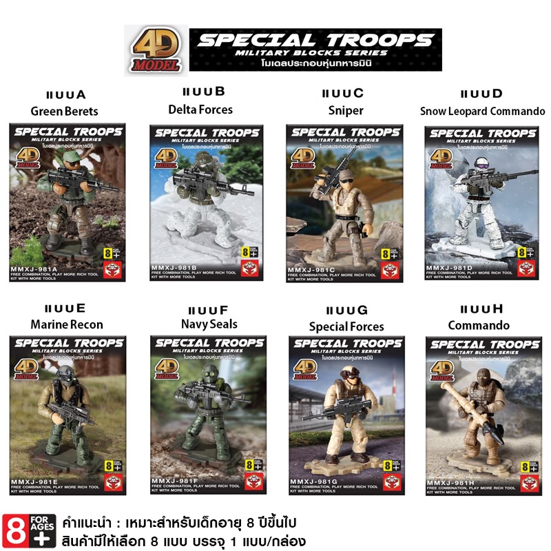 4D MODEL โมเดลหุ่นทหารมินิ หุ่นจำลอง สินค้าแท้ ลิขสิทธิ์ถูกต้อง Miniature assembly special Troops Army Figures MMXJ-98