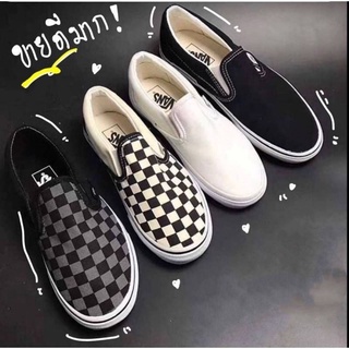 [จัดส่งเร็ว] 👟รองเท้าผ้าใบทรง slip on checkerbord 100%💥มีเก็บเงินปลายทาง ตาราง สวม 📌พร้อมกล่อง