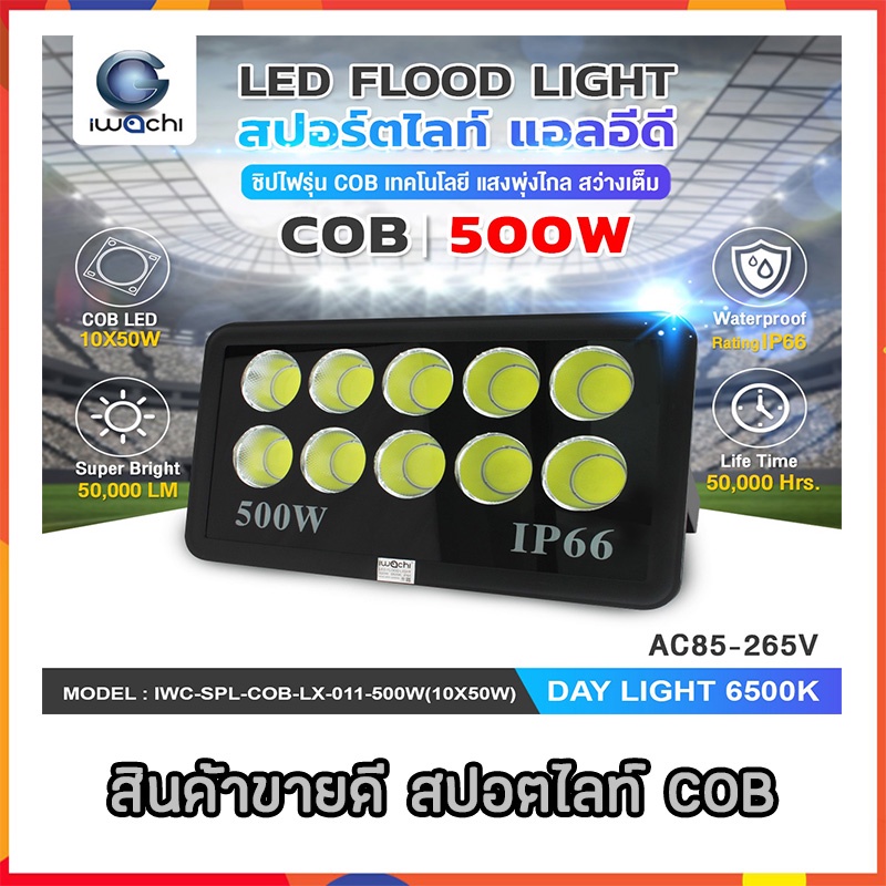 สปอตไลท์ LED สว่างและพุ่งไกลกว่ารุ่นทั่วไป รับประกัน6เดือน ชิปCOB การันตี ถูกที่สุด floodlight