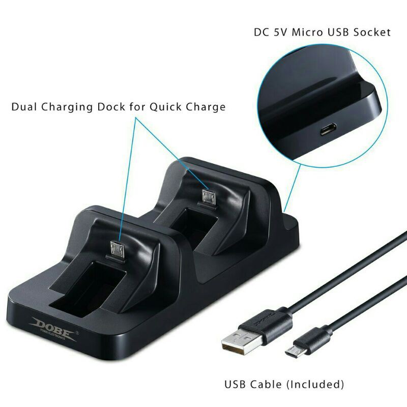 แท่นชาร์จจอย PS4 แบบคู่ ยี่ห้อ DOBE (PS4 Dual Charging Dock by DOBE) (ที่ชาร์จจอย PS4)