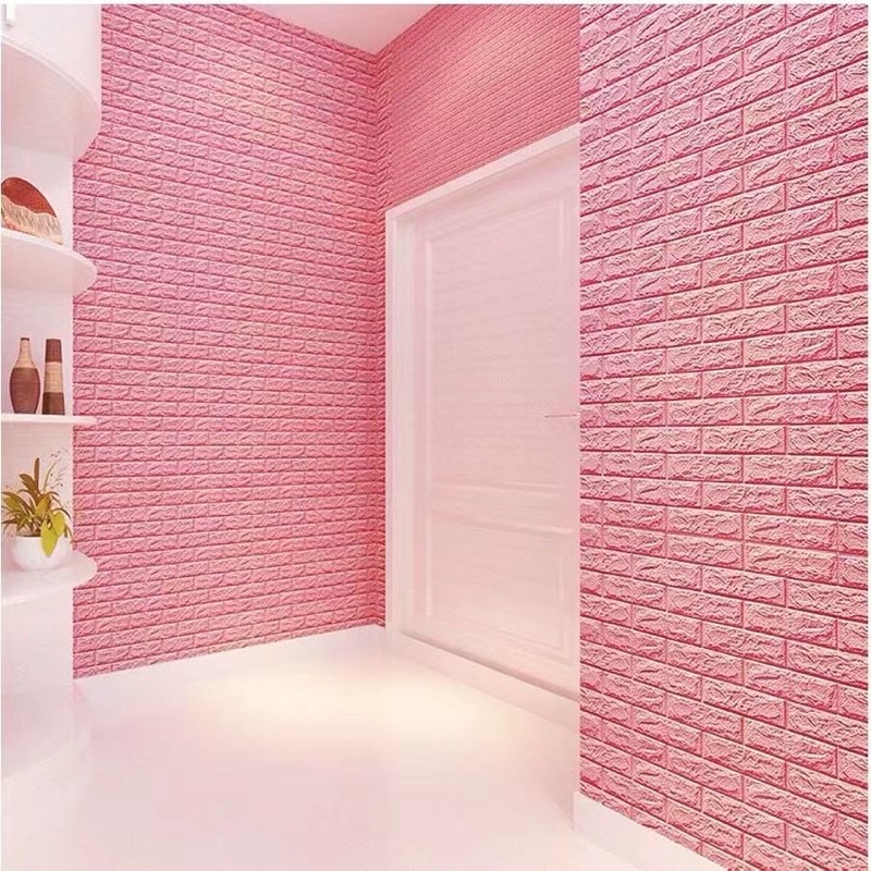 วอลเปเปอร์ 3D แผ่นใหญ่ ขนาด 70*77cm สามมิติ  wallpaper ติดผนัง วอลล์เปเปอร์ลายอิฐ มีกาวในตัว 1 แผ่น ราคา ถูกที่สุด ดีลบีเคเค แกลเลอรีภาพที่ 2