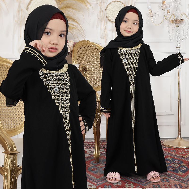 HITAM Gallery Exclusive Black Abaya Gamis ปักเด็กตุรกี (เลื่อนให้ขวาเพื่อดูโมติฟเด็กอื่น)
