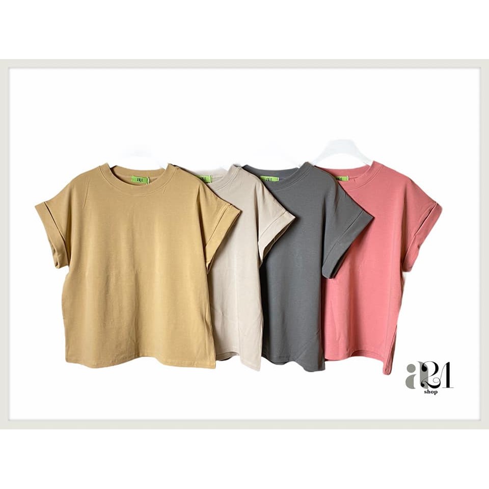 เสื้อยืดคอกลม เย็นแขนเบิ้ลใหญ่ แพทเทิร์นเรียบๆ  #06