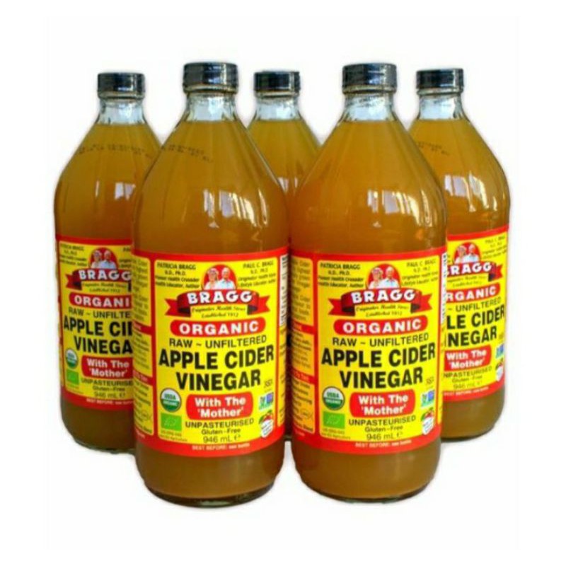 Bragg apple cider vinegar 946ml..(นำเข้าจากอเมริกา)น้ำส้มสายชูหมักจากแอปเปิ้ล
