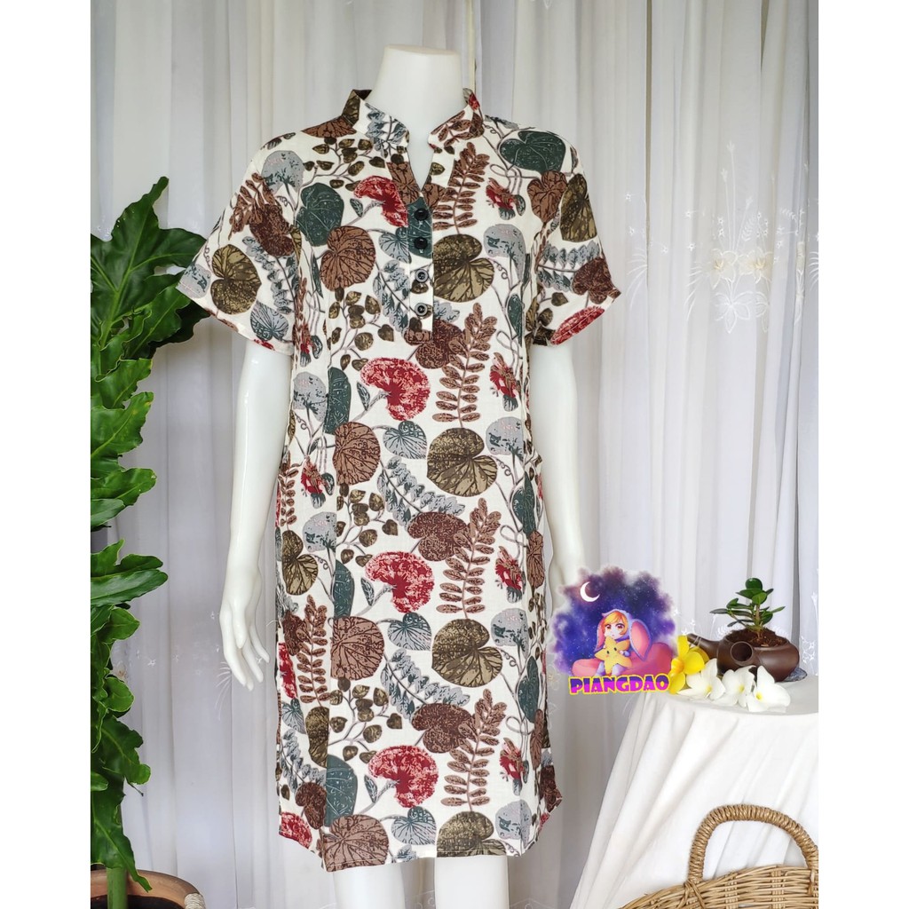 PDS🔥ถูกที่สุด พร้อมส่ง🔥ชุดเดรส 💕เดรสผ้าฝ้ายพิมพ์ลาย(คอจีน)💕 แนววินเทจสไตล์ ใส่สบาย ไม่ร้อน มีหลายสีใ