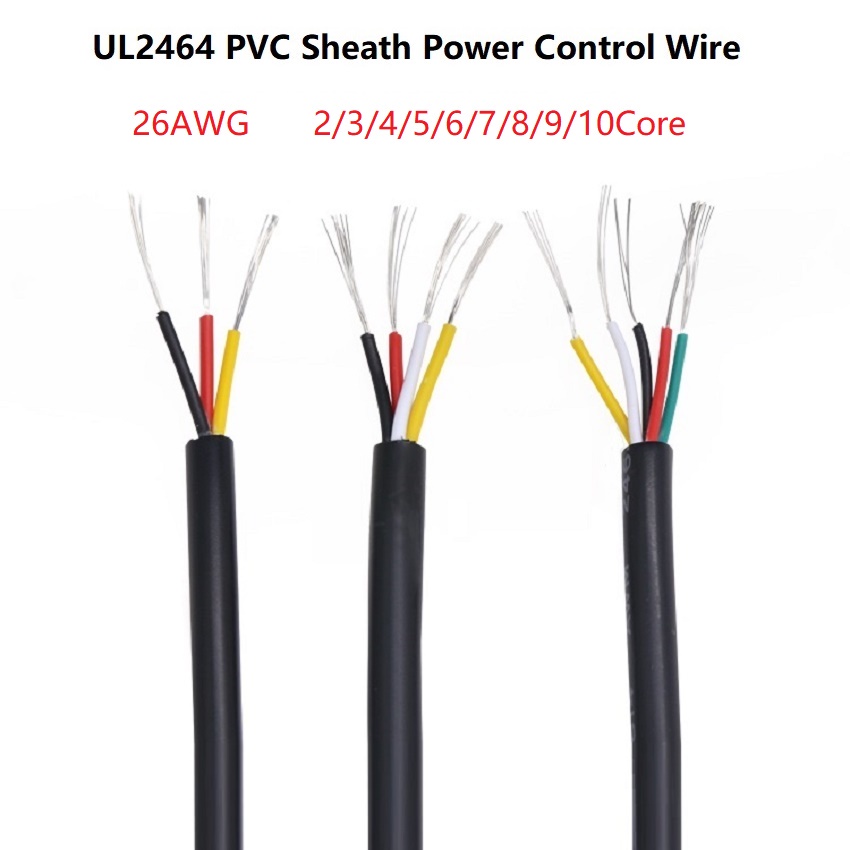 5M 26AWG UL2464 Multi-Core Signal Wire 2 3 4 5 6 7 8 9 10Cores PVC Insulated Sheath Power Control Line Amplifier Audio Lamp Electric Copper Cable Black/White สายสัญญาณไฟฟ้า ทองแดง ยาว. สีดํา ขาว