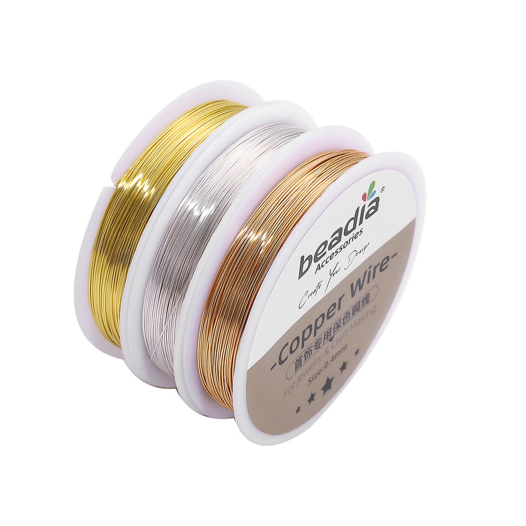 ลวดทองแดง ทรงกลม 20 เกจ ขนาด 0.3-0.8 มม. ไม่ซีดจาง สีเงิน ทอง สําหรับทําเครื่องประดับ DIY 1 ม้วน【การเก็บรักษาสี】