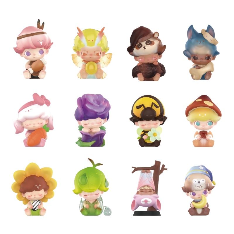 รูปอะนิเมะน่ารักของขวัญกล่องแปลกใจต้นฉบับ POP MART Dimoo Forest Night Series กล่องตาบอดของเล่นรุ่นยืนยัน Style