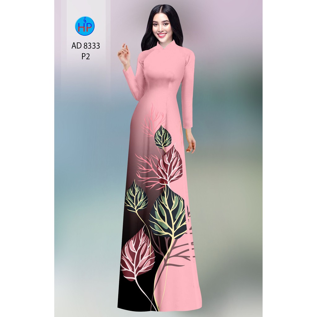 ผ้า Ao dai ลายใบไม้ม้า AD8333