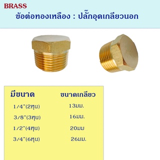 ข้อต่อทองเหลือง ปลั๊กอุดเกลียวนอกทองเหลือง สำหรับงานประปา งานลม งานเครื่องมือช่าง