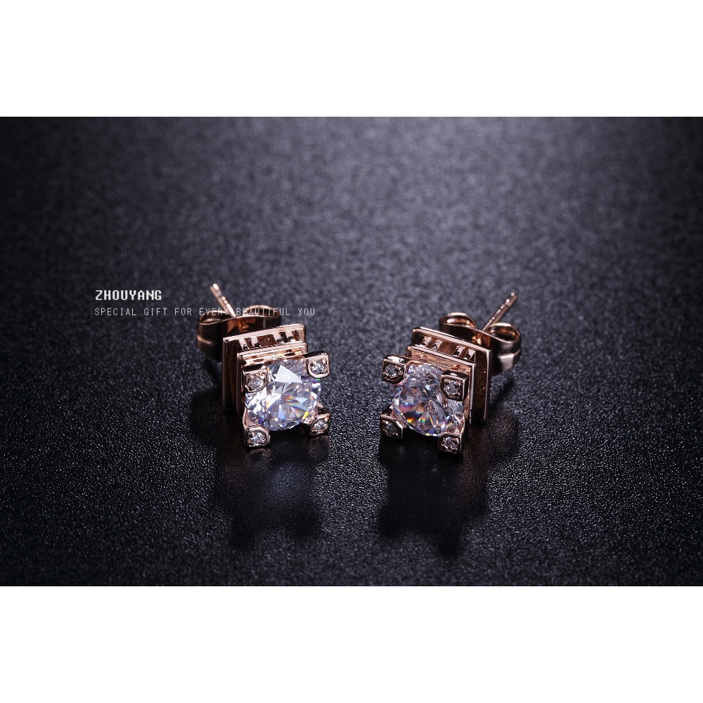 ด้านคุณภาพ ZHOUYANG Elegant คริสตัล Rose Gold สีต่างหูคริสตัลออสเตรีย ZYE448 ZYE449 ราคา ถูกที่สุด ดีลบีเคเค แกลเลอรีภาพที่ 8