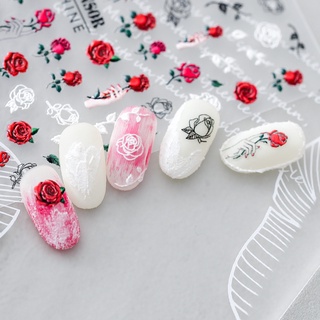 [SESAME] สติกเกอร์ ลายนูน รูปตัวอักษร TS149 สีแดงกุหลาบ สําหรับตกแต่งเล็บ