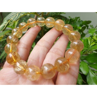 สร้อยหินไหมทอง Gold Rutilated Quartz  สร้อยข้อมือหินแท้ สร้อยหินมงคล หินนำโชค