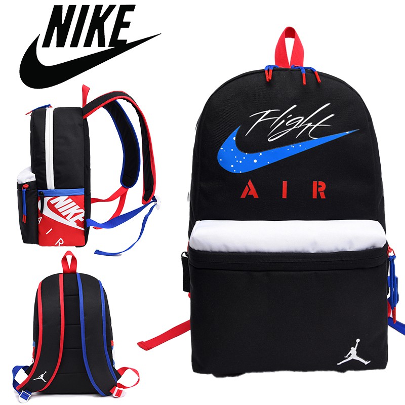 Nike Air Jordan กระเป๋าเป้สะพายหลัง Unisex นักเรียนกระเป๋าคอมพิวเตอร์กระเป๋าเป้สะพายหลังกีฬากลางแจ้ง
