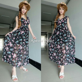 maxi dress ลายดอกไม้