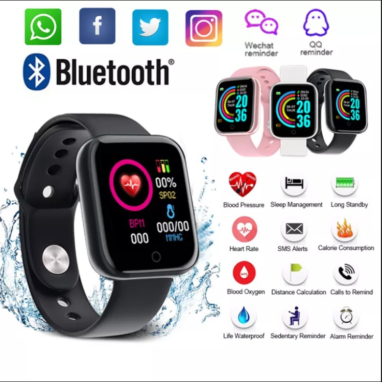 Y68 Smart Watch Fitness Tracker Sport Watch Jam Tangan Wanita Lelaki Fitness Watch Men Watch