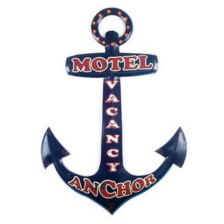 ป้ายสังกะสีวินเทจ Motel Anchor (ปั๊มนูน)