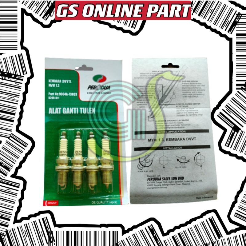 SPARK PLUG PERODUA MYVI 1.3 2005-2006 OLD KEMBARA DVVT (BKR6EY-11)(K20R-U11) 9004A-73R03 (SET/4PCS)