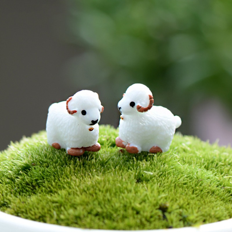 ตุ๊กตาแพะสีขาวดําขนาดเล็กสําหรับตกแต่งสวน 4 ชิ้น / ชุด