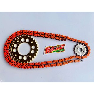 ชุดโซ่เสตอ โซ่สีส้ม เสตอหลังสีทอง 14/ 30/106 w125 w110i ดรีมซุปเปอร์คลับ