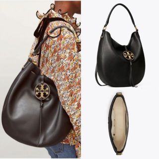 พรีฯ TORY BURCH MILLER METAL-LOGO SLOUCHY HOBO/ Black