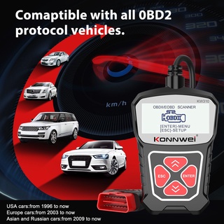 Konnwei KW310 OBDII เครื่องสแกนเนอร์วินิจฉัยรถยนต์ OBD2 EOBD