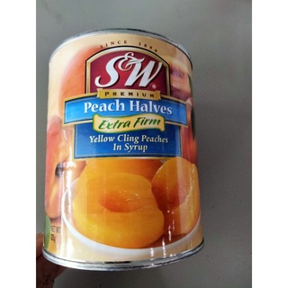 S&amp;W Peach Halves Extra Firm ลูกพีชครึ่งผลในน้ำเชื่อม เอสแอนด์ดับบลิว 825g.