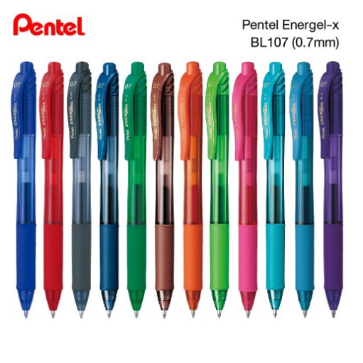 Pentel ปากกาเจล Energel X รุ่น BLN107 ขนาด 0.7 mm สีหมึกตามสีด้าม สีหมึกคมชัด ไม่ขาดตอน