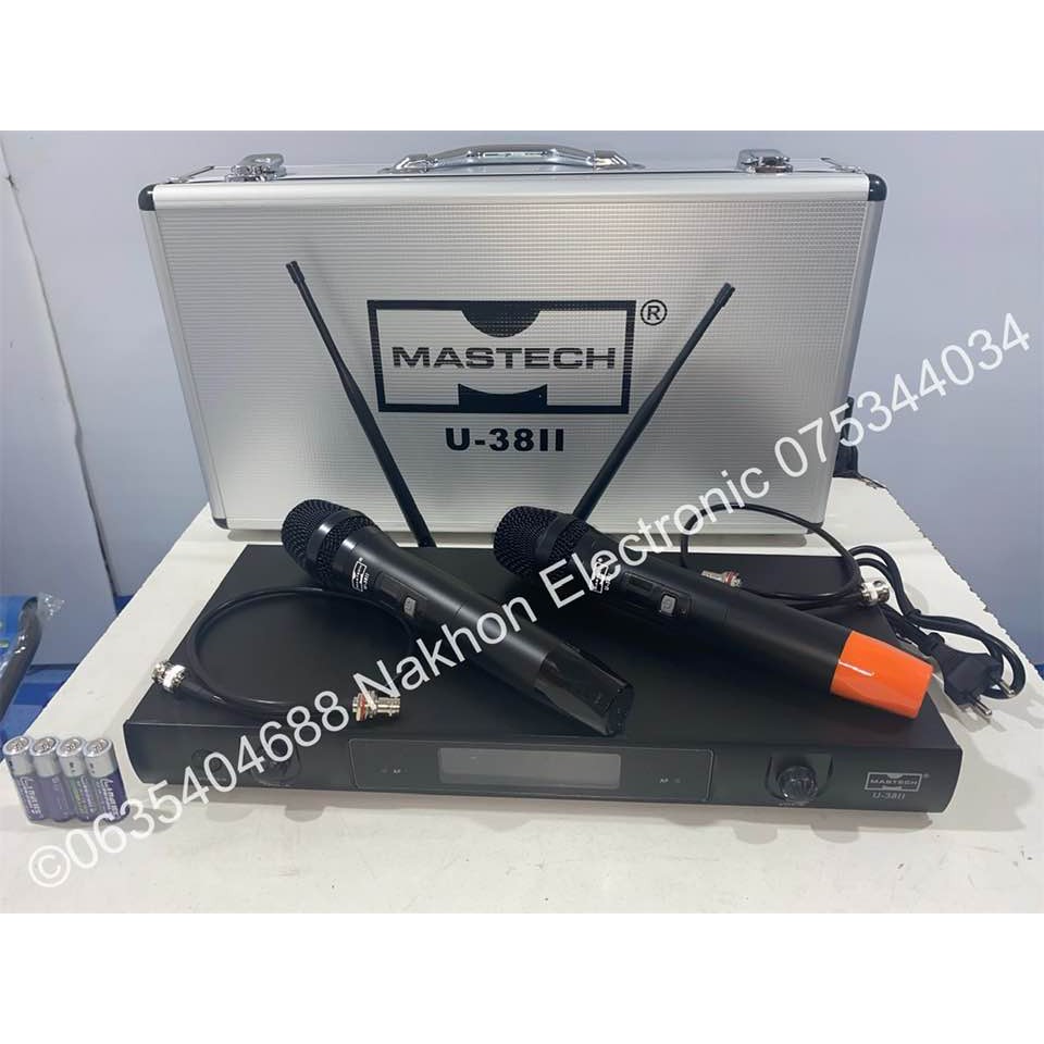 ไมค์ลอยคู่ ไมโครโฟนไร้สาย MASTECH U-38II X5+ Power AC-DC 12V ใช้ในรถได้ Professional Perform Wireles