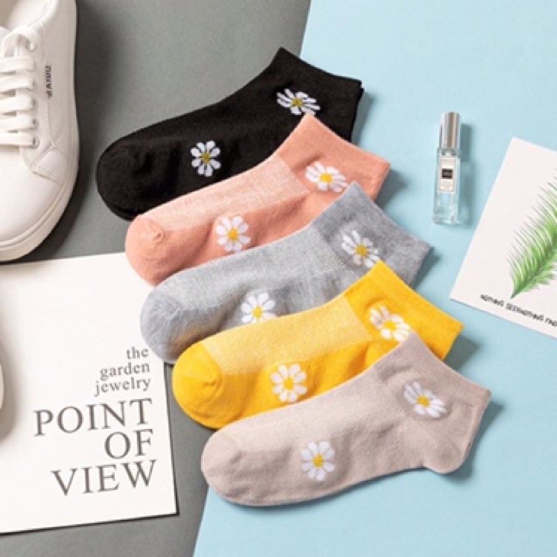 ถุงเท้าแฟชั้น ลายใบไม้สีเขียว แมวสีชมพู สตอเบอรี่ 1แพค 10คู่ - รูปที่ 7