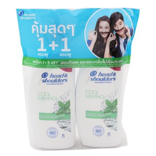 [แพ็คคู่] เฮดแอนด์โชว์เดอร์ Head&amp;Shoulders (ขนาด 400+400 มล.) แชมพู+แชมพู สูตรแอปเปิ้ลเฟรช/ คูลแมนทอล ช่วย ขจัดรังแค