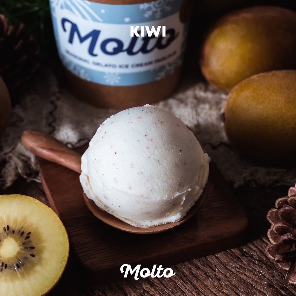 Kiwi Sorbet (ไอศกรีม ซอร์เบท์กีวี 1 ถ้วย 16 oz.) - Molto premium Gelato