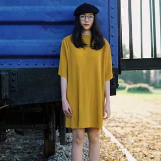 Mustard Pleat A Dress เดรสพลีท สีเหลืองมัสตาร์ด