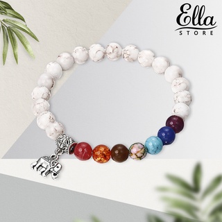 Ellastore123 สร้อยข้อมือ กําไลข้อมือผู้หญิง ช้างจักระ สีขาวเทอร์ควอยซ์ สร้างสรรค์ กําไลข้อมือผู้หญิง