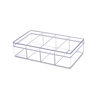 boxbox No.6234 L ขนาด 13.3 x 23 x 5.9 ซม.กล่องพลาสติกใสอเนกประสงค์ แบ่ง 4 ช่อง เก็บเครื่องประดับ 1162348