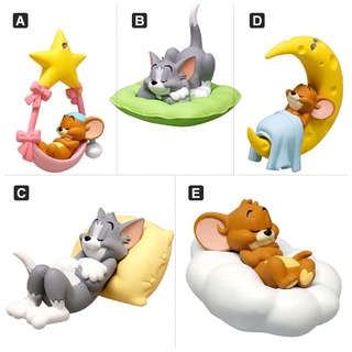 ฟิกเกอร์ Pvc รูปการ์ตูนหนูนอนหลับ Good Night TOM TOM And Jerry Cat And Jerry สําหรับตกแต่งรถยนต์ 5 ชิ้น ต่อชุด