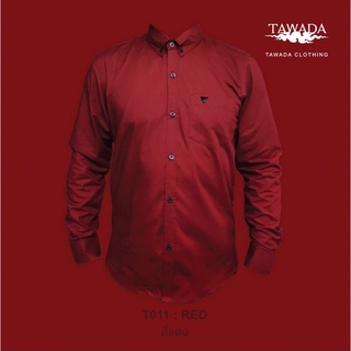 TAWADA T011 เสื้อเชิ้ต  สีแดง Oxford Slimfit