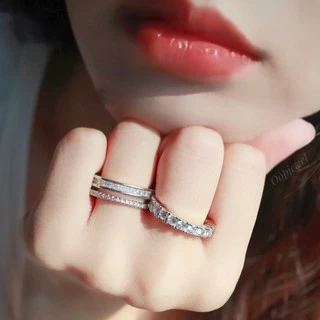 ‼️ซื้อในlive,VDO ลด100‼️ แหวนเพชรรอบวง เพชรสวิส cz Cubic Zirconia ring ชุบทองคำขาว พร้อมกล่องแหวนแบรนด์ Oopjewel